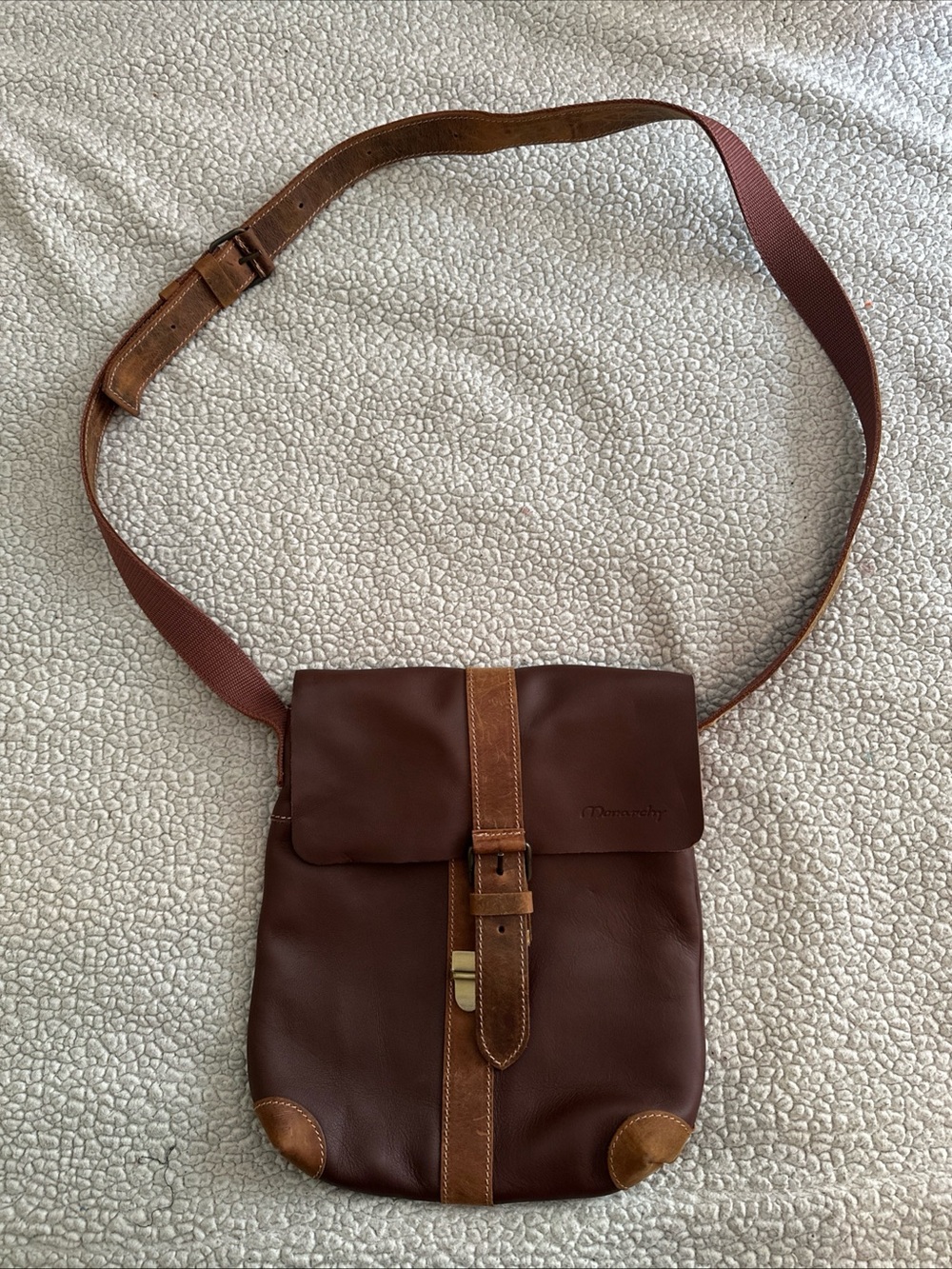 Men's Genuine Brown Leather Crossbody Bag from Monarchy made in Hungary